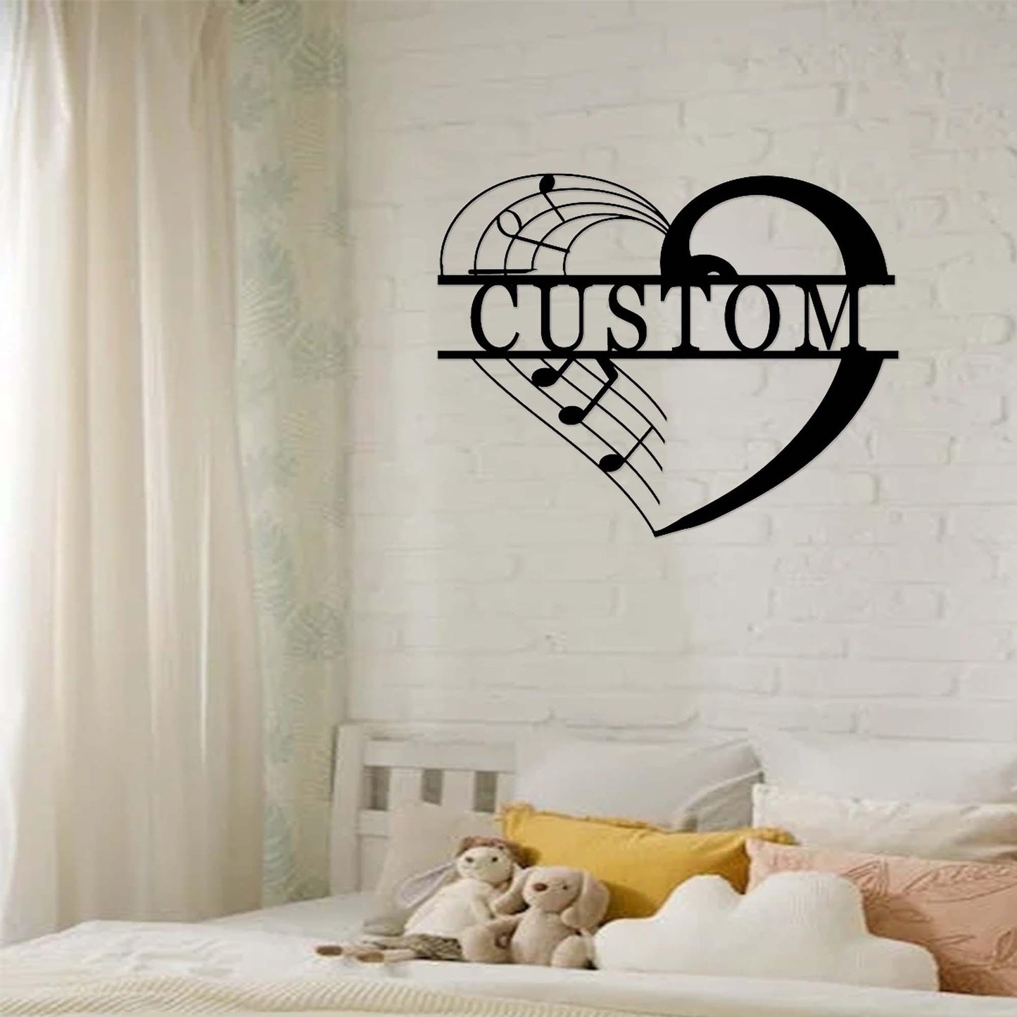 Personalized Music Metal Sign With Heart,Personalized Music Studio Sign,Music Notes Wall Art,Custom Music Teacher Name Sign,Music Room Decor