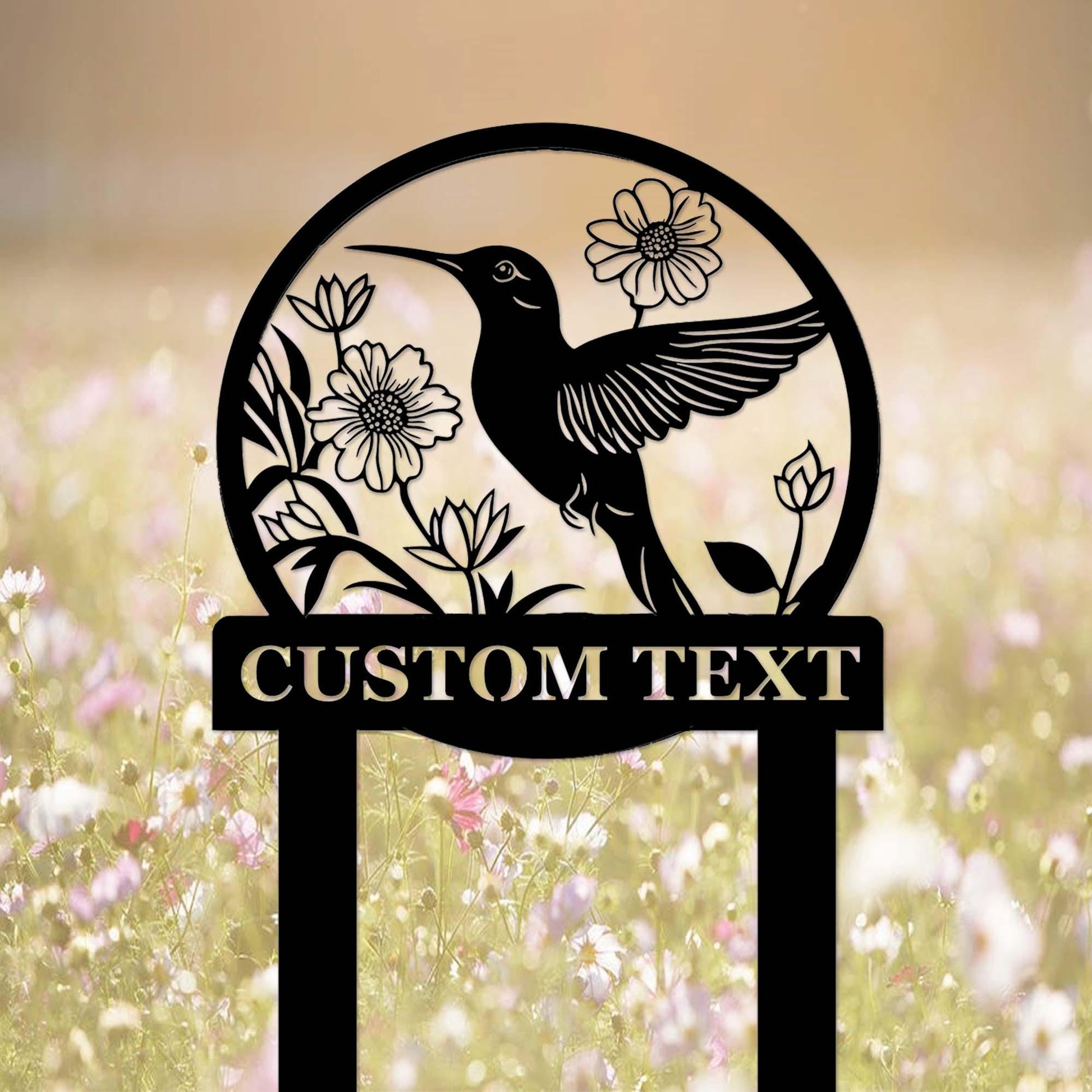 Custom Hummingbird Garden Sign Stake,Metal Hummingbird Garden Decor,Personalized Gardener Name Stake,Flower Beds Decor,Hummingbird Stake