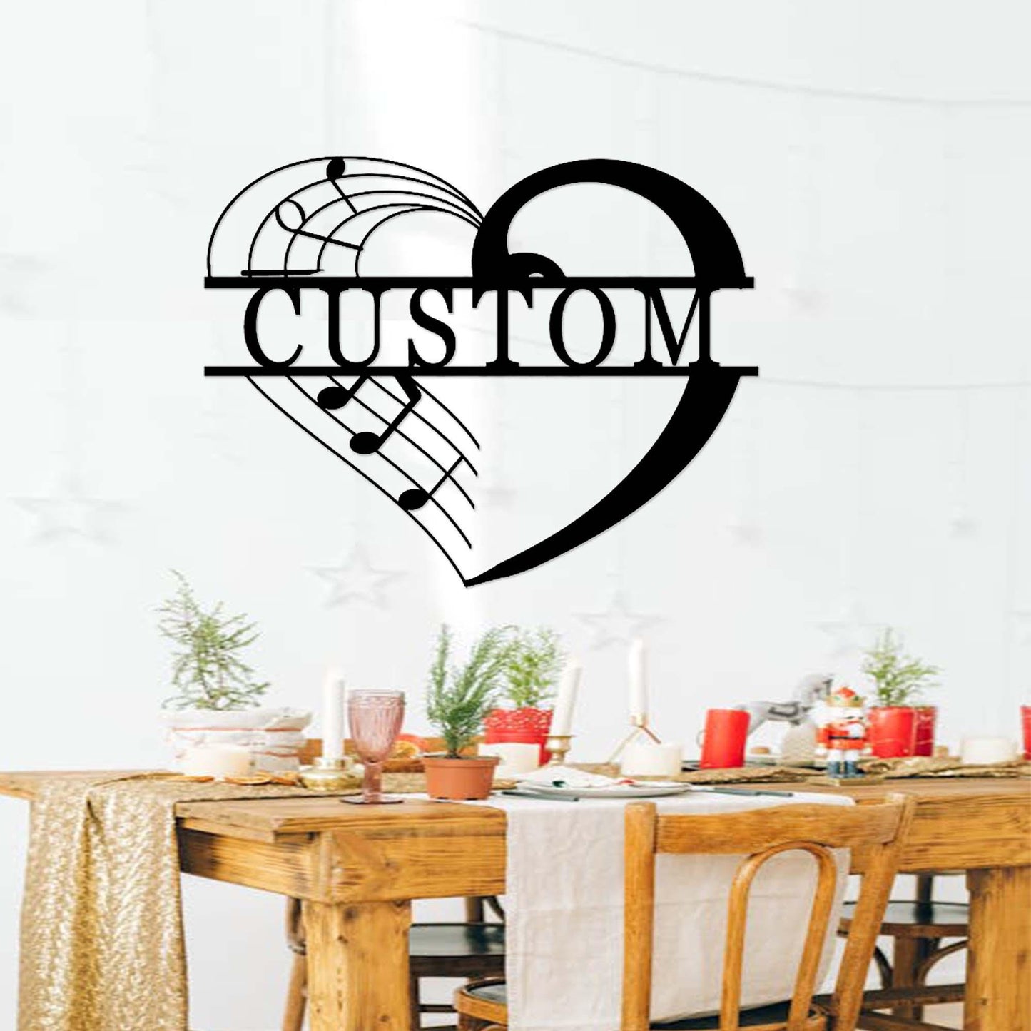 Personalized Music Metal Sign With Heart,Personalized Music Studio Sign,Music Notes Wall Art,Custom Music Teacher Name Sign,Music Room Decor