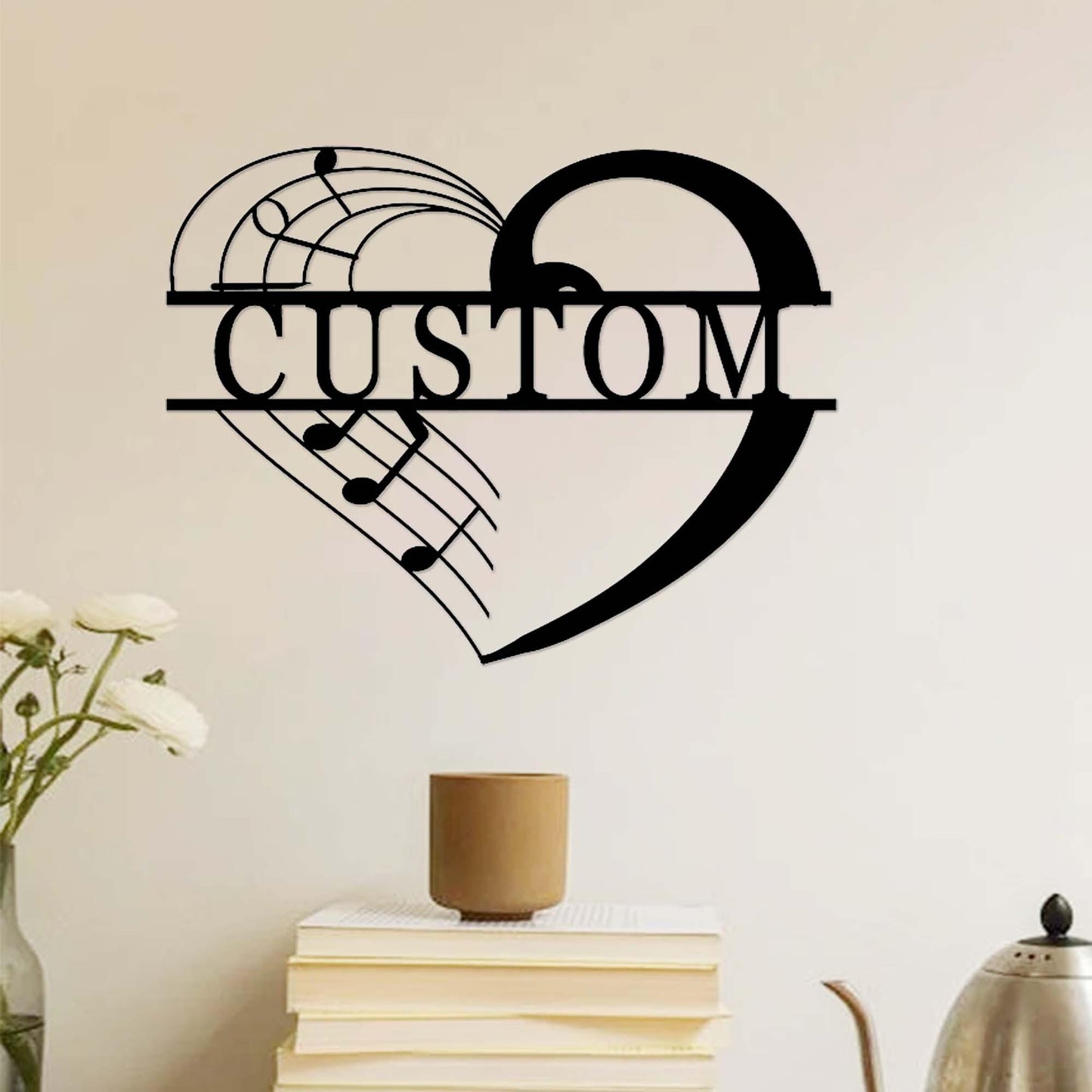 Personalized Music Metal Sign With Heart,Personalized Music Studio Sign,Music Notes Wall Art,Custom Music Teacher Name Sign,Music Room Decor