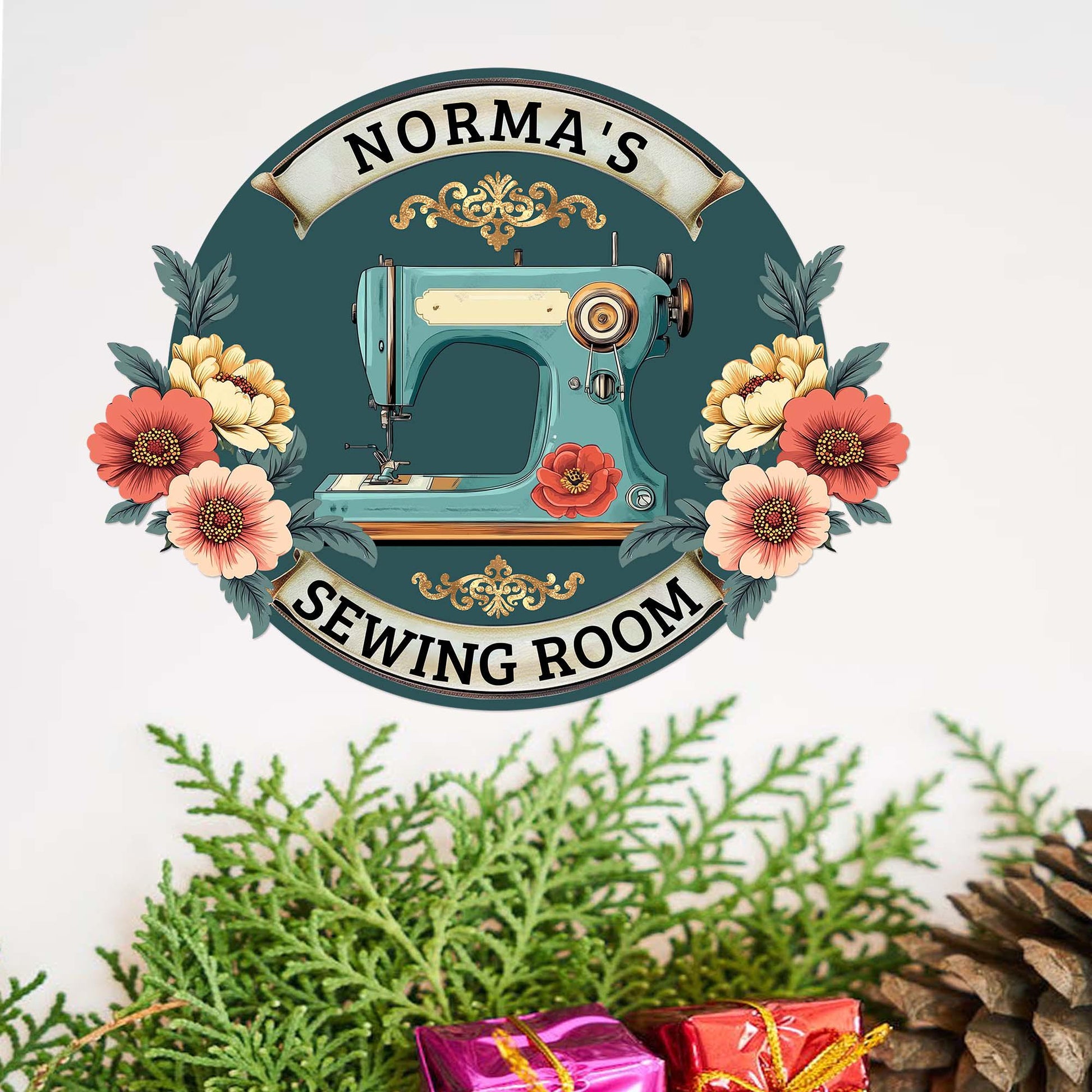 Custom Sewing Machine Sign,Sewing Room Wall Decor,Personalized Quilting Sign,Craft Quilting Room Sign,Sewing Metal Wall Art,Tailor Shop Sign