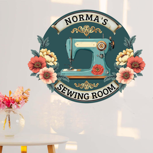 Custom Sewing Machine Sign,Sewing Room Wall Decor,Personalized Quilting Sign,Craft Quilting Room Sign,Sewing Metal Wall Art,Tailor Shop Sign
