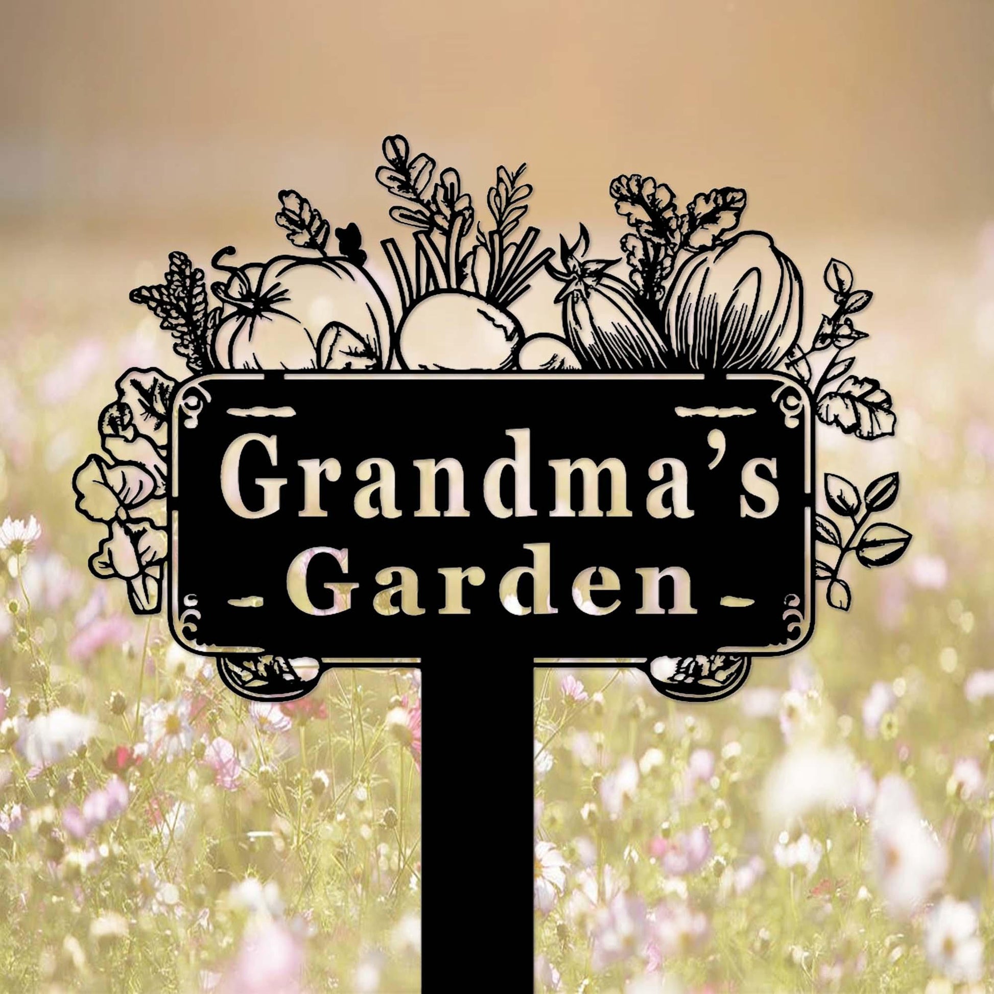 Custom Vegetable Garden Sign Stake,Metal Vegetables Garden Decor,Personalized Gardener Name Stake,Vegetable Plot Markers,Veggies Yard Stake