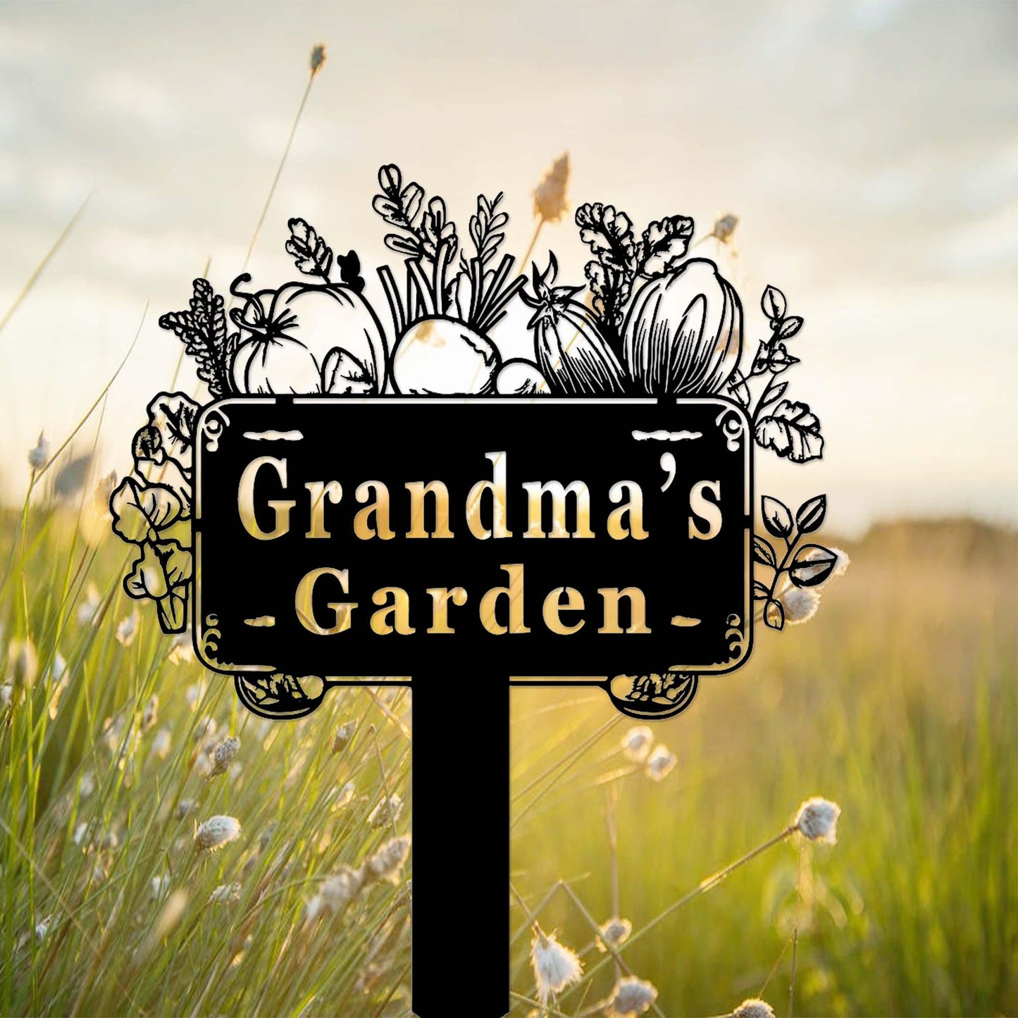 Custom Vegetable Garden Sign Stake,Metal Vegetables Garden Decor,Personalized Gardener Name Stake,Vegetable Plot Markers,Veggies Yard Stake