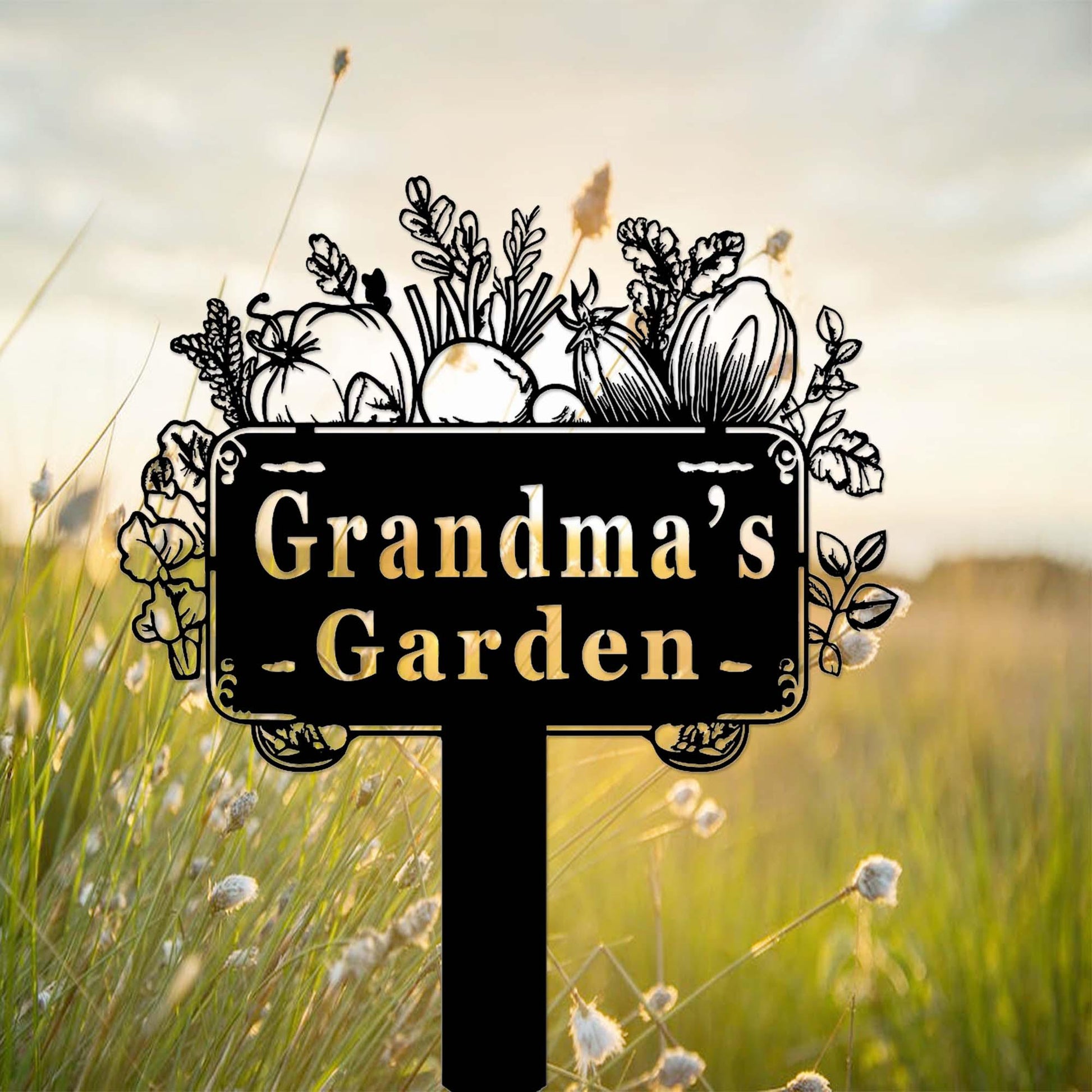 Custom Vegetable Garden Sign Stake,Metal Vegetables Garden Decor,Personalized Gardener Name Stake,Vegetable Plot Markers,Veggies Yard Stake