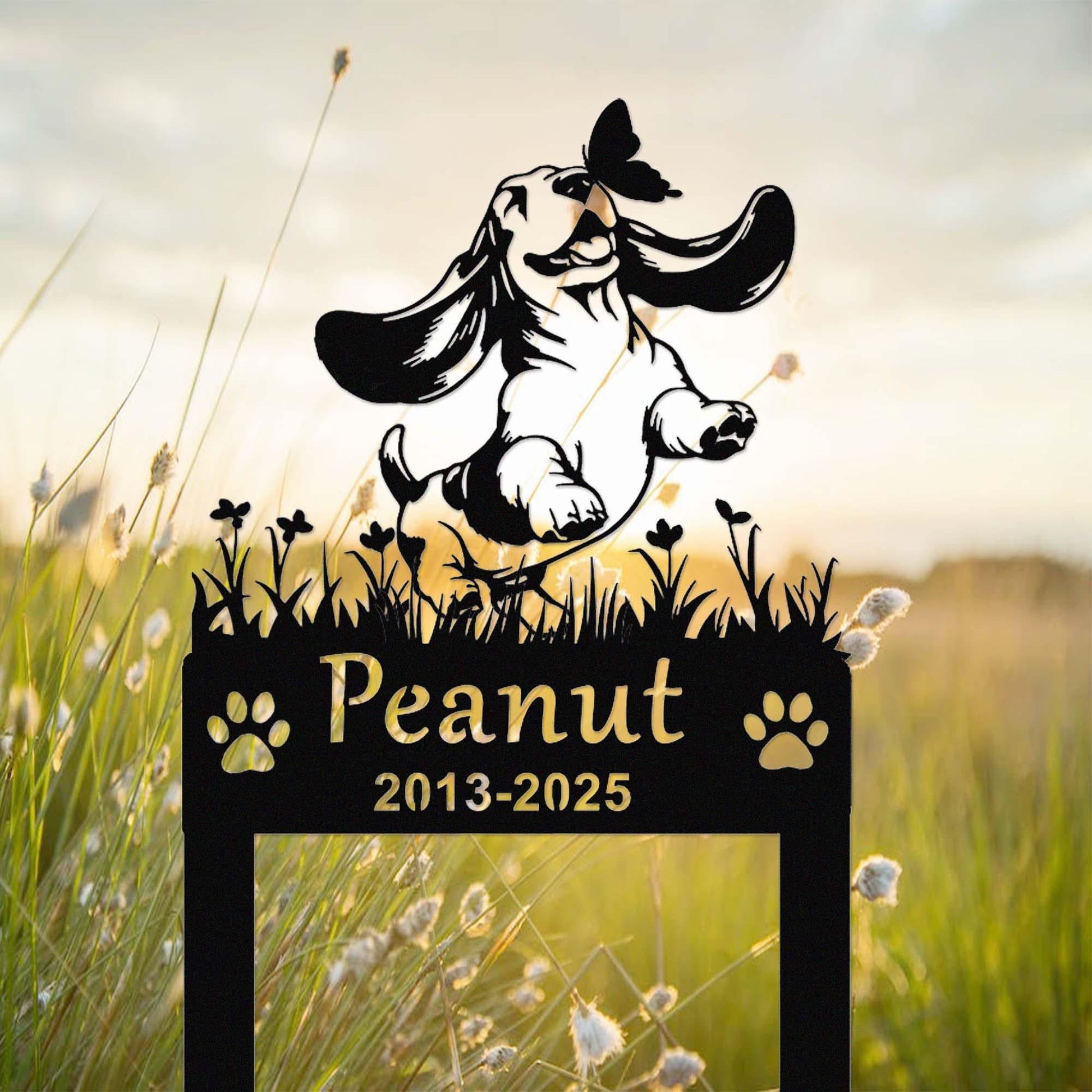 Custom Basset Hound Dog Metal Memorial Stake, Personalized Basset Hound Grave Marker, Basset Hound Yard Stake, Dog Garden Decor,Dog Mom Gift