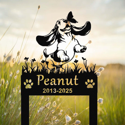 Custom Basset Hound Dog Metal Memorial Stake, Personalized Basset Hound Grave Marker, Basset Hound Yard Stake, Dog Garden Decor,Dog Mom Gift