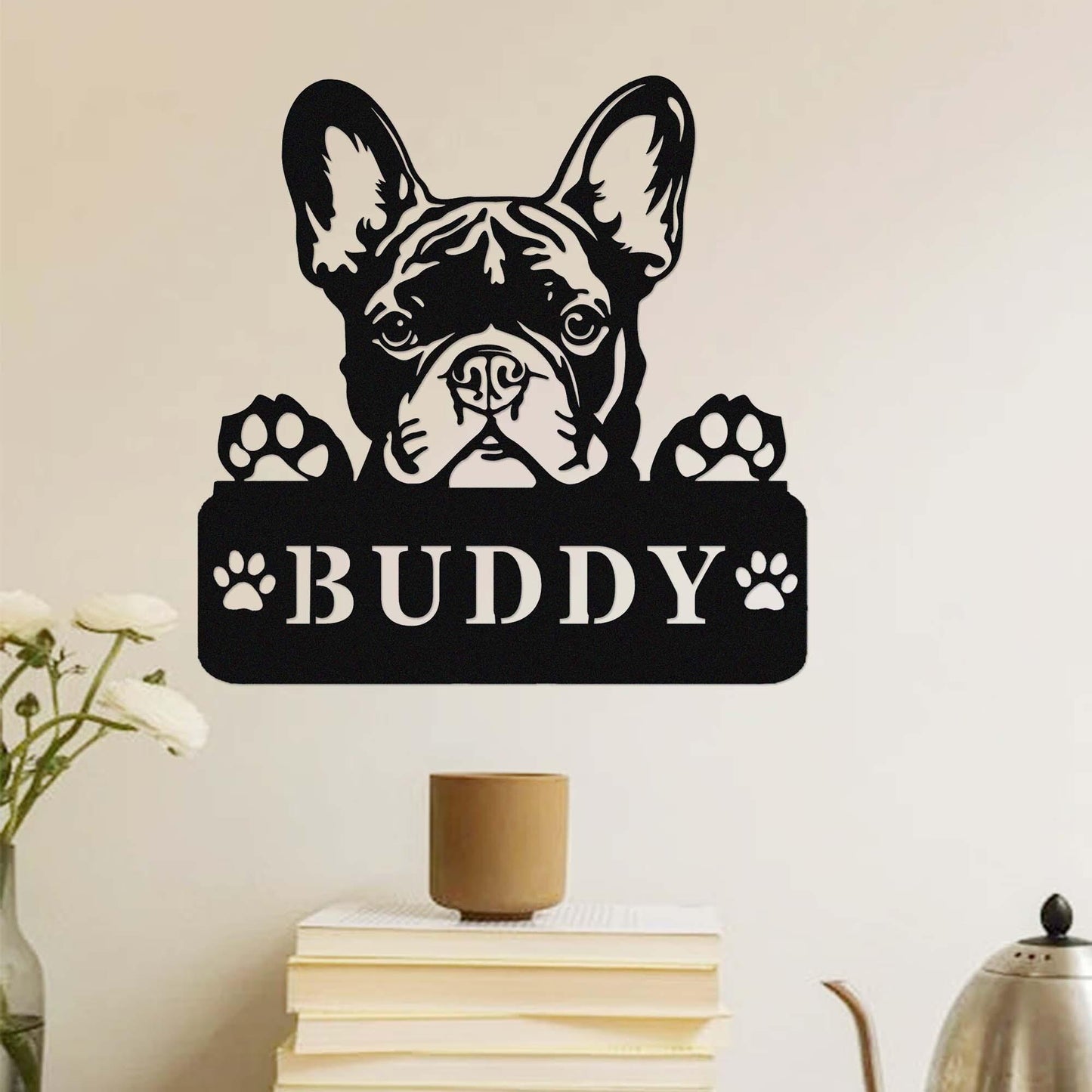 Custom French Bulldog Metal Sign,Dog Wall Art,Personalized Dog Name Sign,Peeking French Bulldog Wall Decor,Dog House Decor,Frenchie Mom Gift