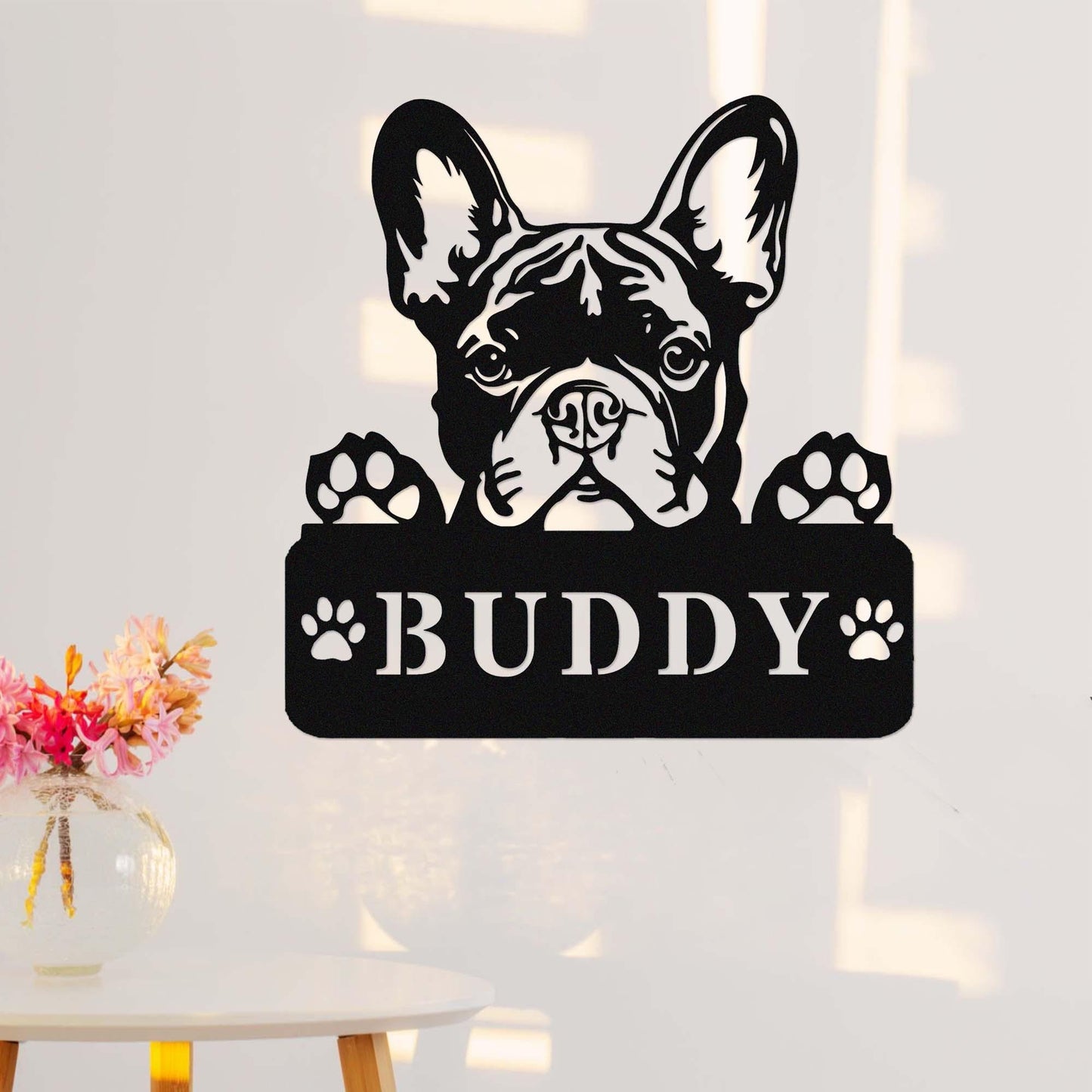Custom French Bulldog Metal Sign,Dog Wall Art,Personalized Dog Name Sign,Peeking French Bulldog Wall Decor,Dog House Decor,Frenchie Mom Gift