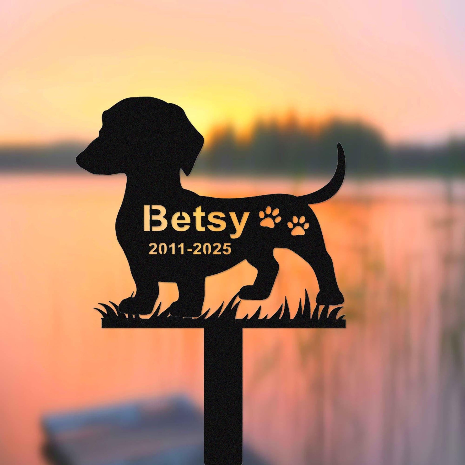 Custom Dachshund Dog Metal Memorial Stake, Personalized Dachshund Grave Marker, Personalized Dog Name Yard Stake Garden Decor, Dog Mom Gift