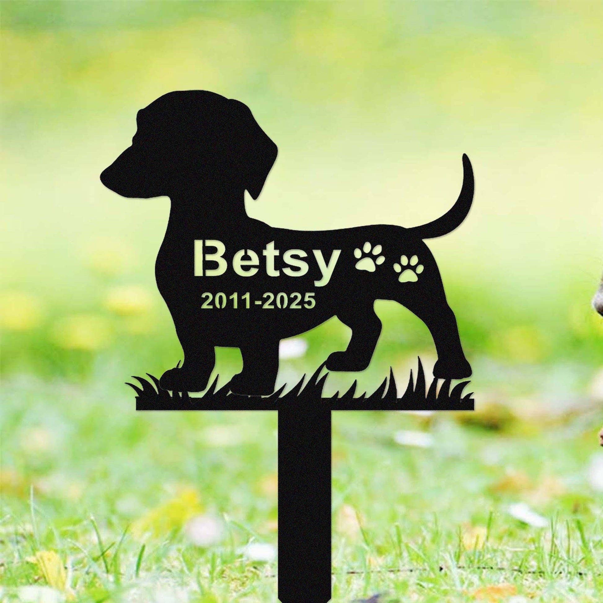 Custom Dachshund Dog Metal Memorial Stake, Personalized Dachshund Grave Marker, Personalized Dog Name Yard Stake Garden Decor, Dog Mom Gift