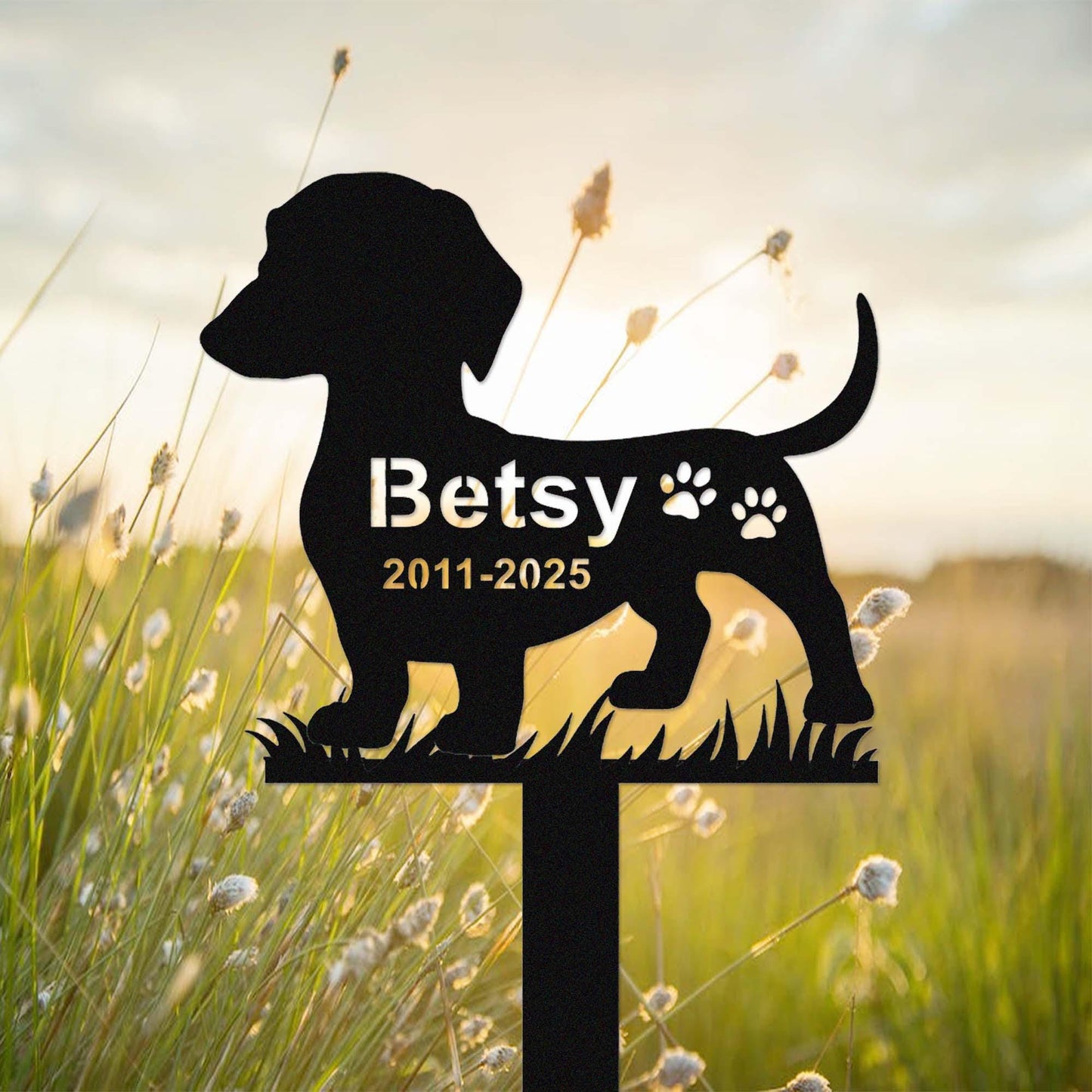 Custom Dachshund Dog Metal Memorial Stake, Personalized Dachshund Grave Marker, Personalized Dog Name Yard Stake Garden Decor, Dog Mom Gift