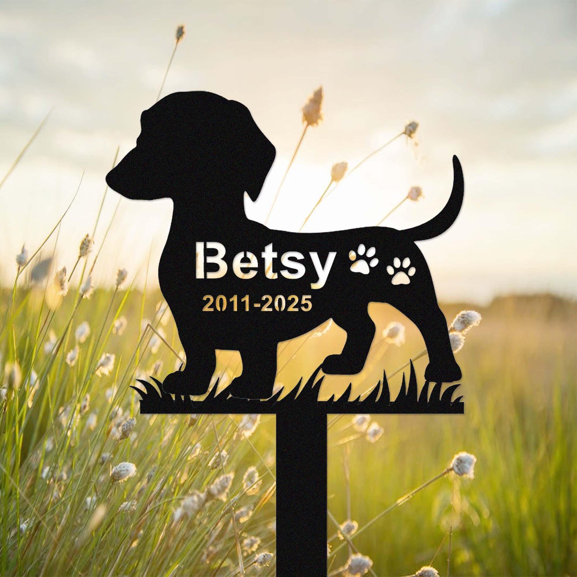 Custom Dachshund Dog Metal Memorial Stake, Personalized Dachshund Grave Marker, Personalized Dog Name Yard Stake Garden Decor, Dog Mom Gift