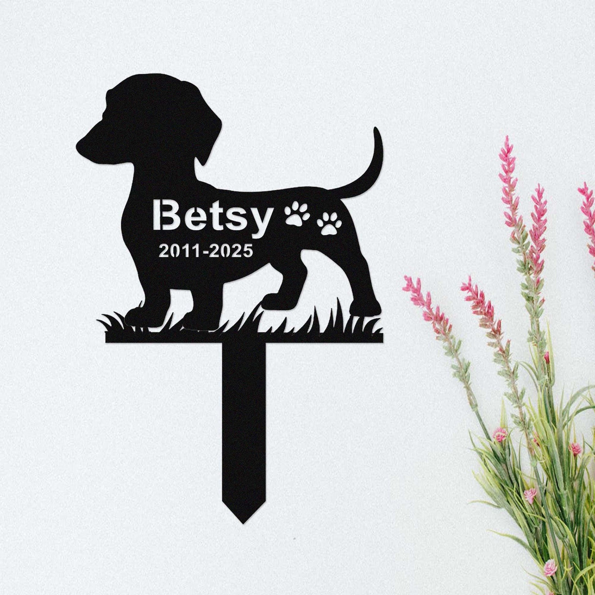 Custom Dachshund Dog Metal Memorial Stake, Personalized Dachshund Grave Marker, Personalized Dog Name Yard Stake Garden Decor, Dog Mom Gift