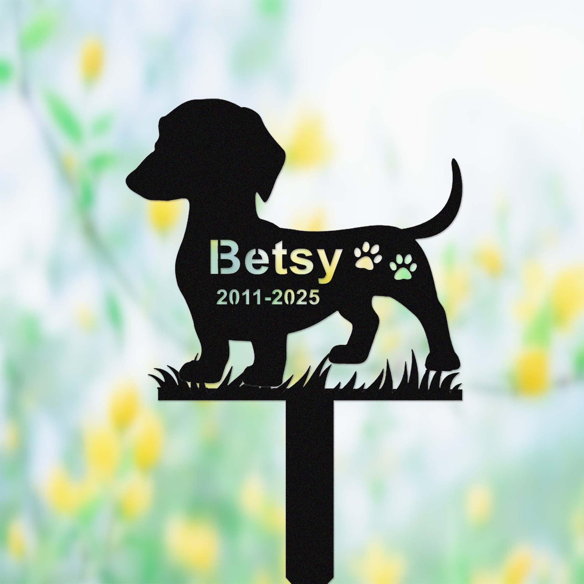 Custom Dachshund Dog Metal Memorial Stake, Personalized Dachshund Grave Marker, Personalized Dog Name Yard Stake Garden Decor, Dog Mom Gift