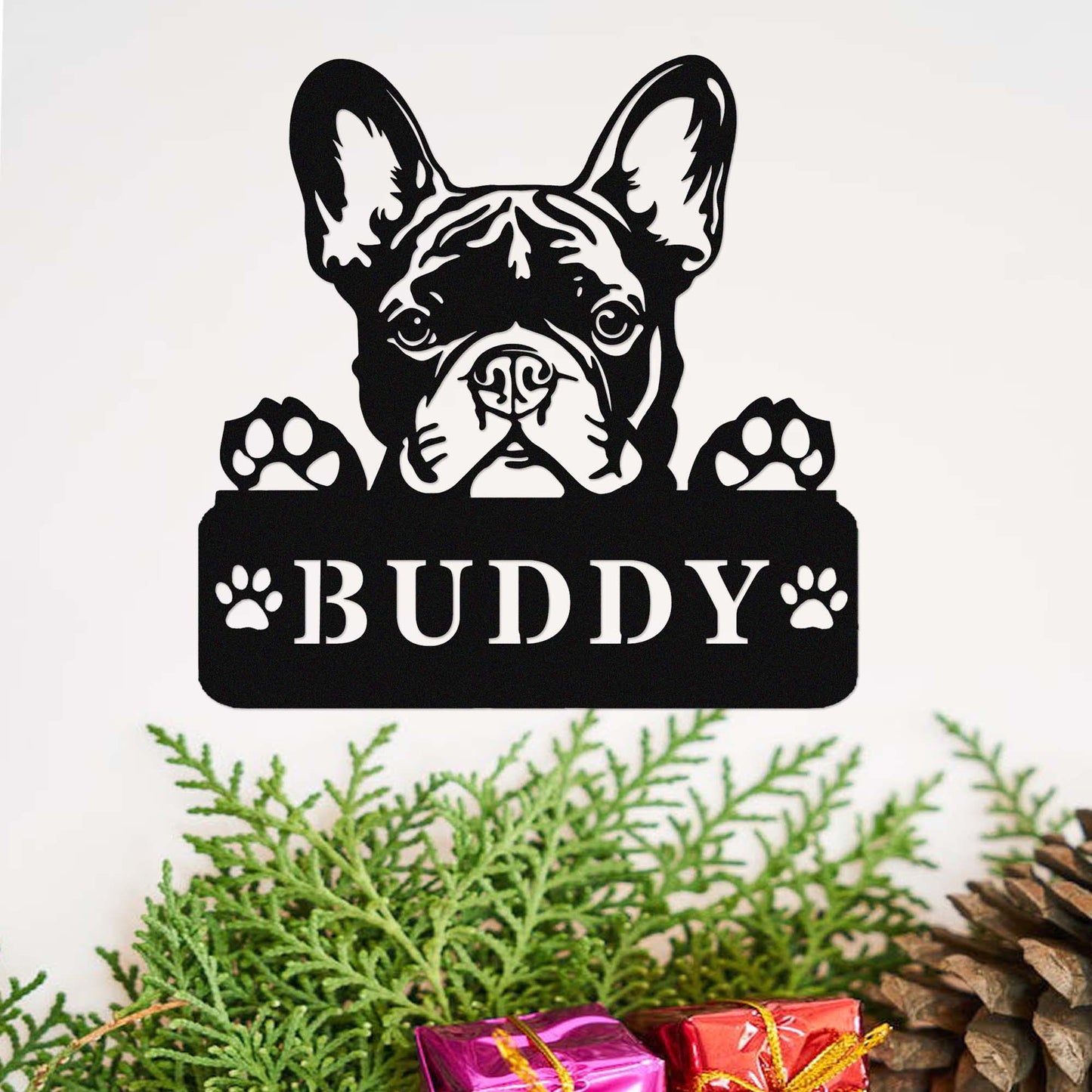 Custom French Bulldog Metal Sign,Dog Wall Art,Personalized Dog Name Sign,Peeking French Bulldog Wall Decor,Dog House Decor,Frenchie Mom Gift