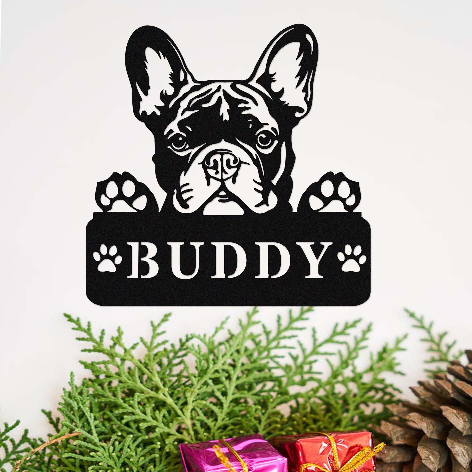 Custom French Bulldog Metal Sign,Dog Wall Art,Personalized Dog Name Sign,Peeking French Bulldog Wall Decor,Dog House Decor,Frenchie Mom Gift