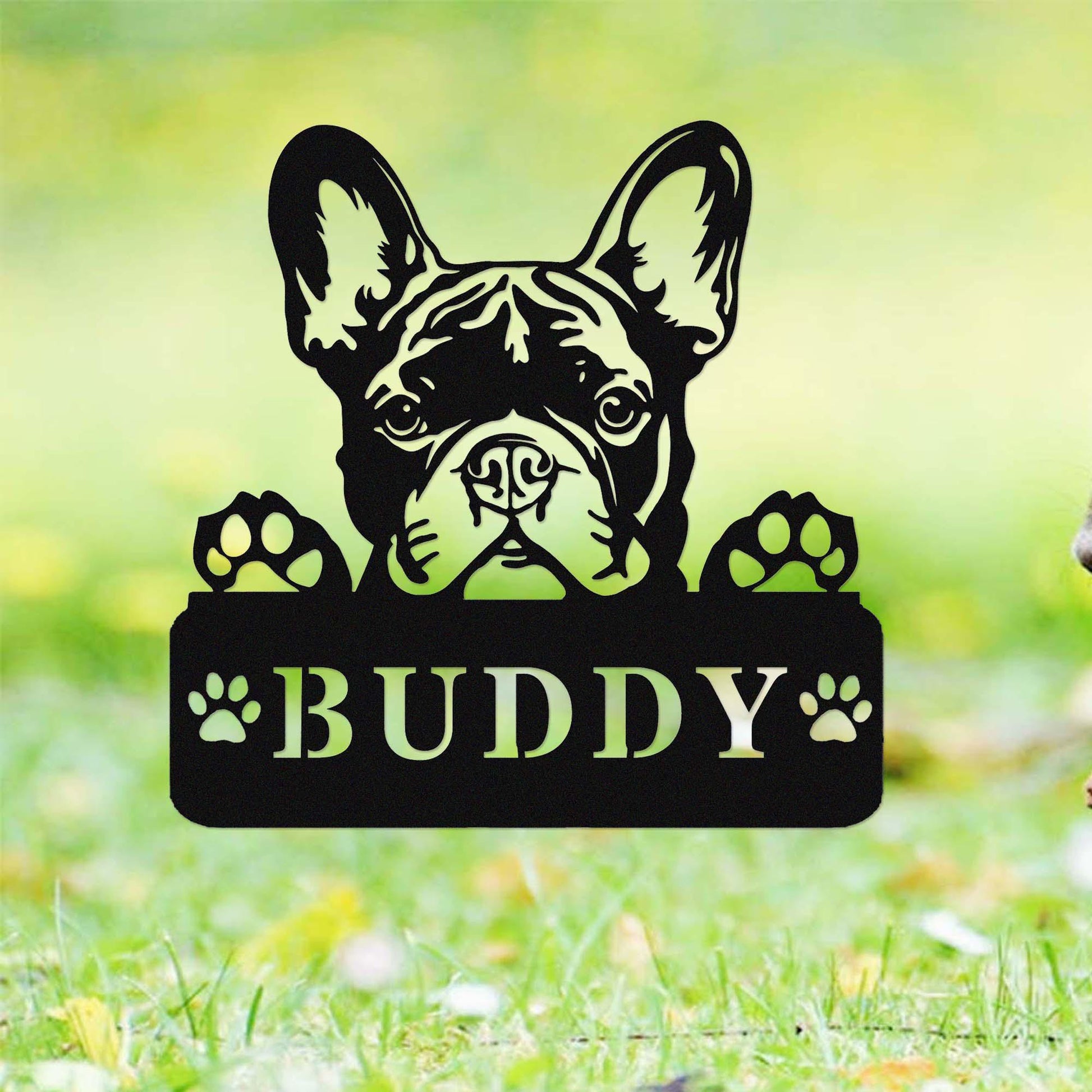 Custom French Bulldog Metal Sign,Dog Wall Art,Personalized Dog Name Sign,Peeking French Bulldog Wall Decor,Dog House Decor,Frenchie Mom Gift