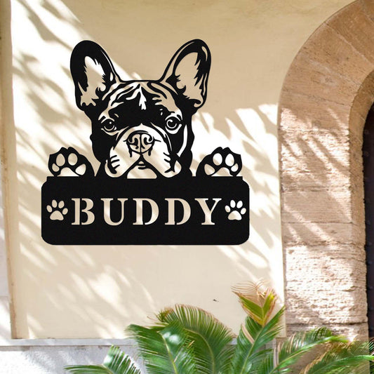 Custom French Bulldog Metal Sign,Dog Wall Art,Personalized Dog Name Sign,Peeking French Bulldog Wall Decor,Dog House Decor,Frenchie Mom Gift