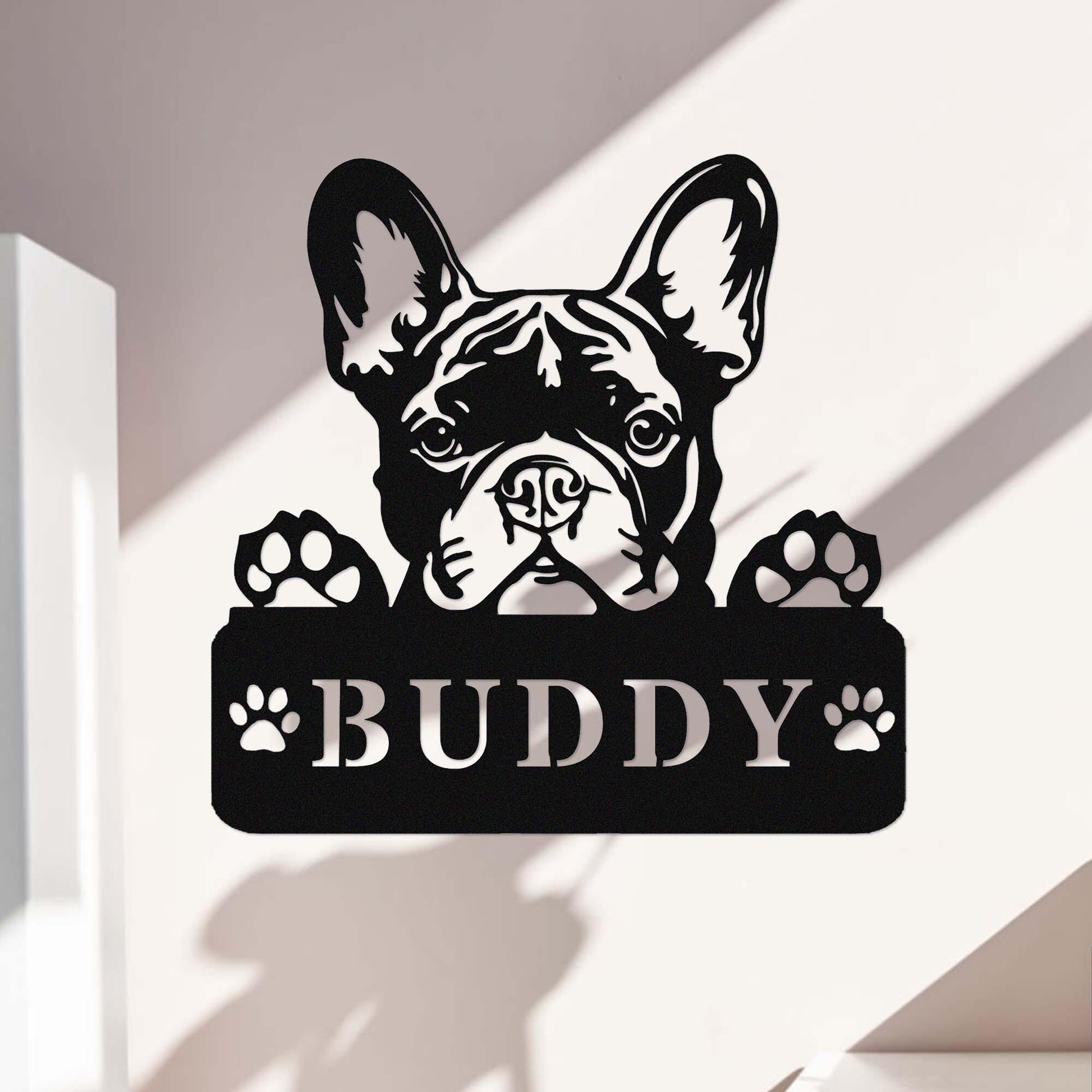 Custom French Bulldog Metal Sign,Dog Wall Art,Personalized Dog Name Sign,Peeking French Bulldog Wall Decor,Dog House Decor,Frenchie Mom Gift