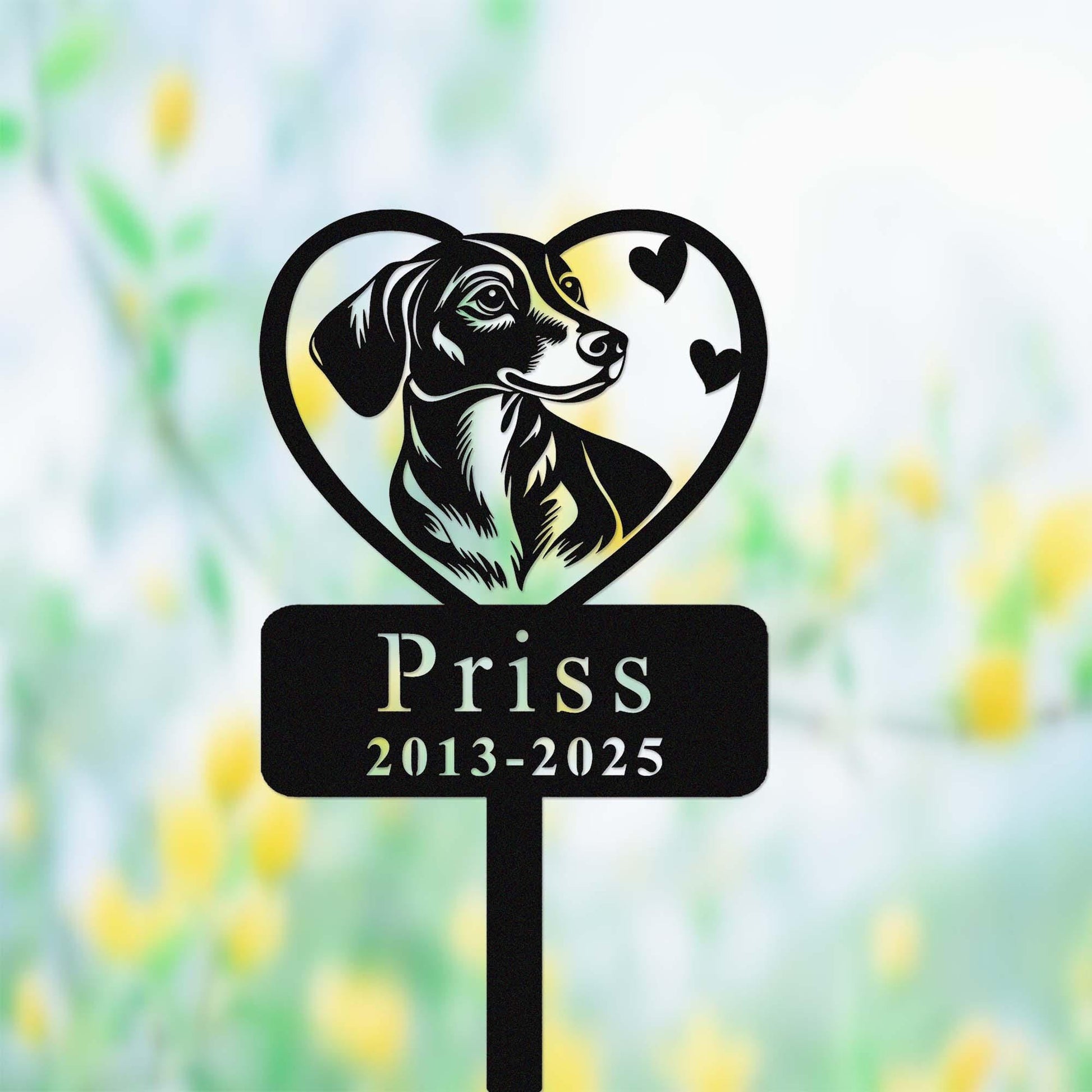 Custom Dachshund Dog Metal Memorial Stake, Personalized Dachshund Dog Grave Marker, Yard Stake, Dachshund Dog Garden Decor, Dog Mom Gift