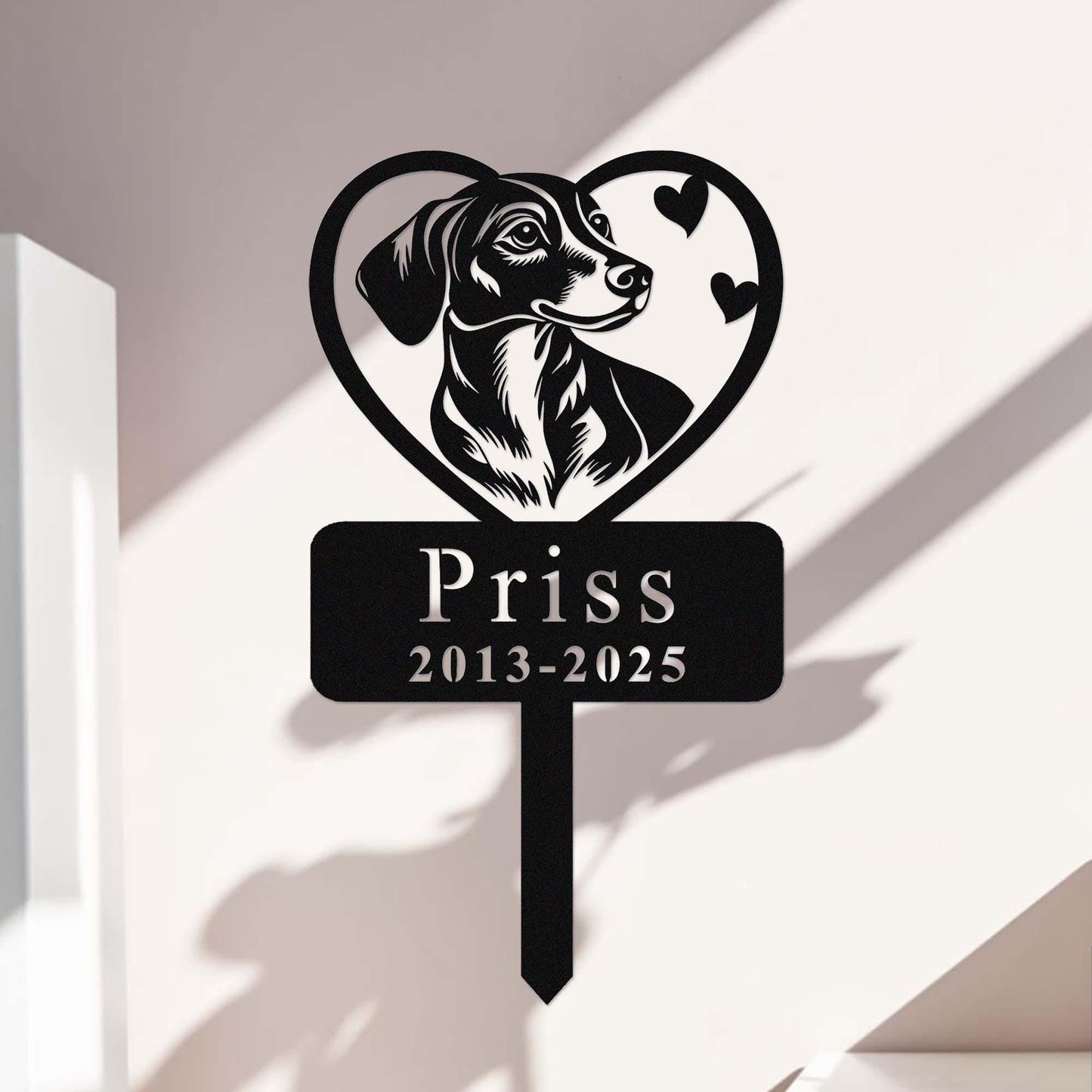Custom Dachshund Dog Metal Memorial Stake, Personalized Dachshund Dog Grave Marker, Yard Stake, Dachshund Dog Garden Decor, Dog Mom Gift