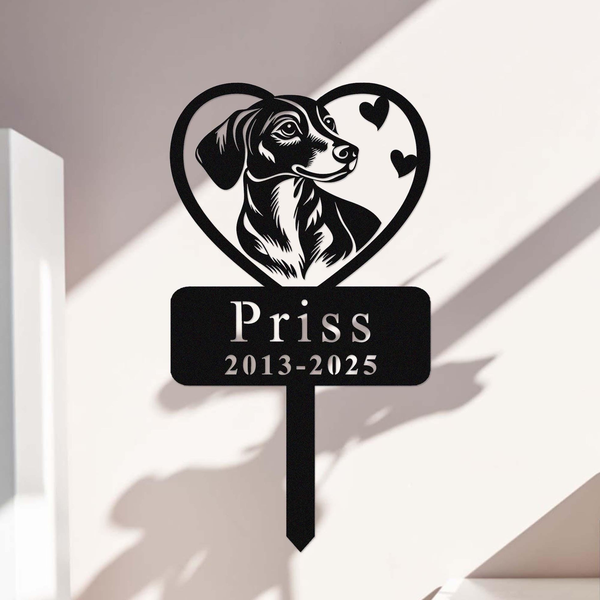 Custom Dachshund Dog Metal Memorial Stake, Personalized Dachshund Dog Grave Marker, Yard Stake, Dachshund Dog Garden Decor, Dog Mom Gift
