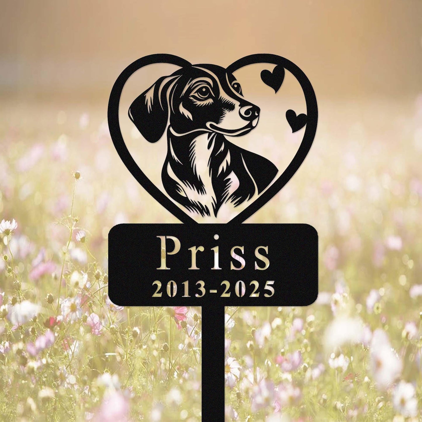 Custom Dachshund Dog Metal Memorial Stake, Personalized Dachshund Dog Grave Marker, Yard Stake, Dachshund Dog Garden Decor, Dog Mom Gift