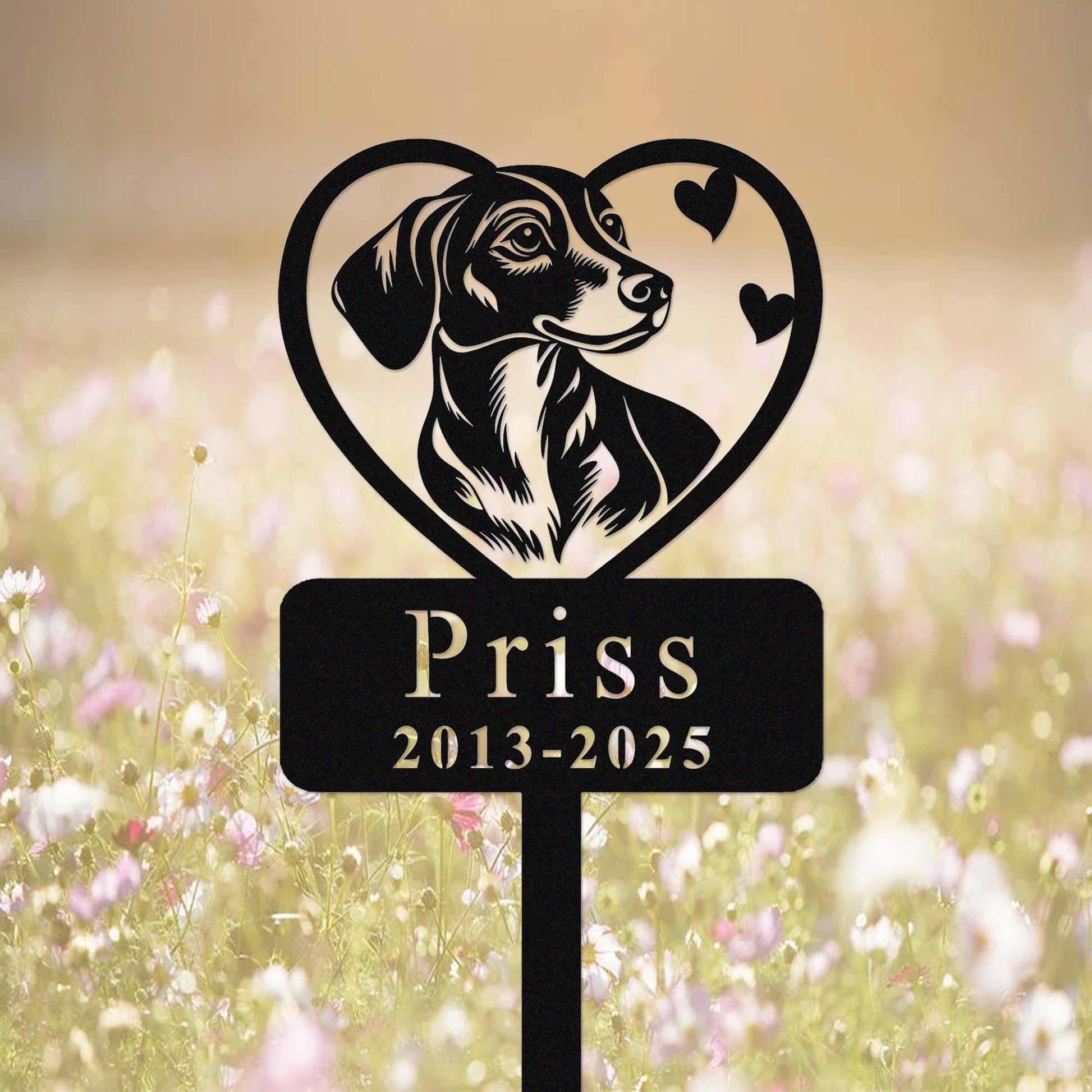 Custom Dachshund Dog Metal Memorial Stake, Personalized Dachshund Dog Grave Marker, Yard Stake, Dachshund Dog Garden Decor, Dog Mom Gift