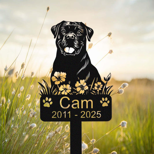 Custom Rottweiler Dog Metal Memorial Stake, Personalized Rottweiler Grave Marker, Personalized Dog Name Yard Stake Garden Decor,Dog Mom Gift