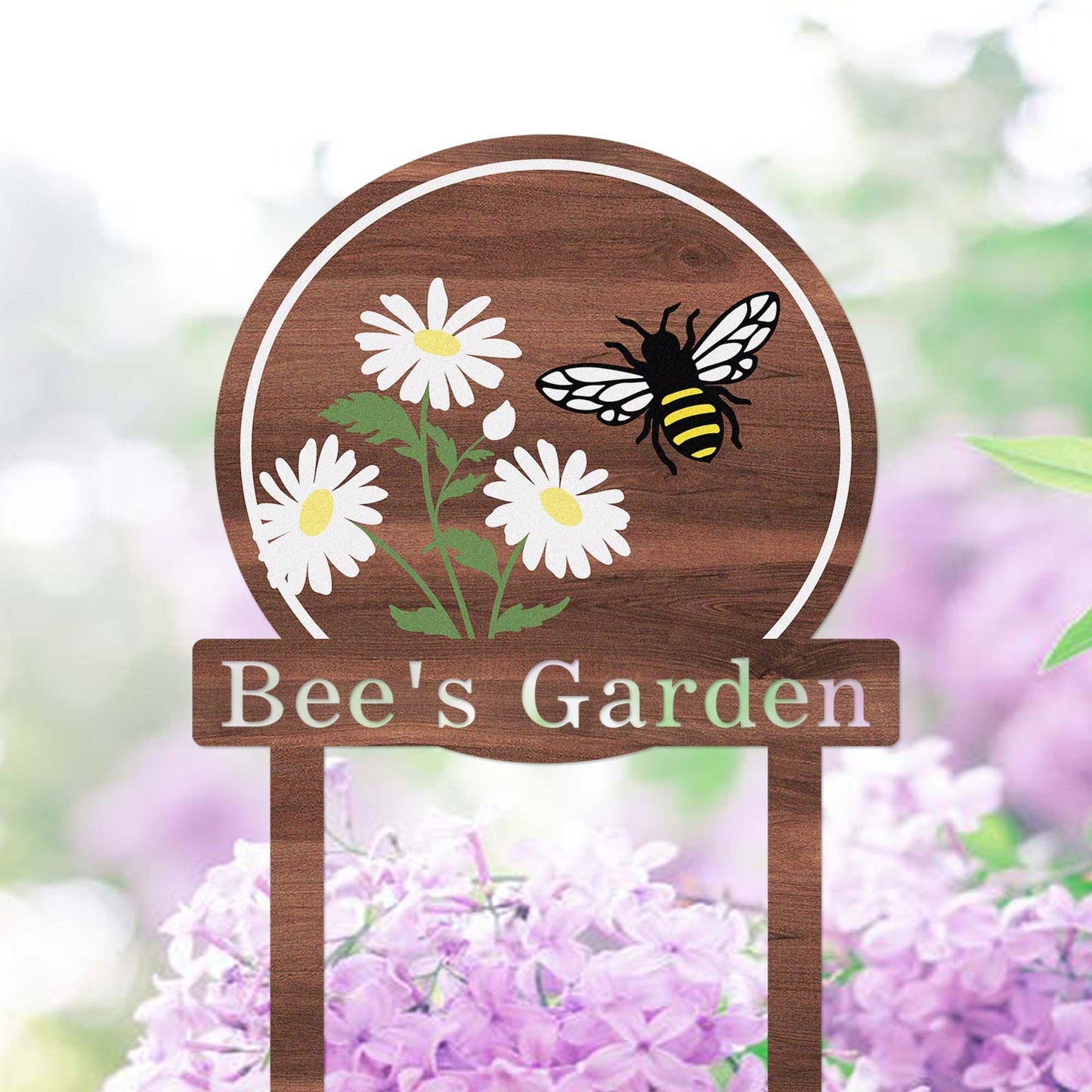 Custom Bee Garden Sign Stake, Metal Bee Flowers Garden Decor, Personalized Bee Gardener Name Stake, Honey Flower Beds Decor, Bee Keeper Gift