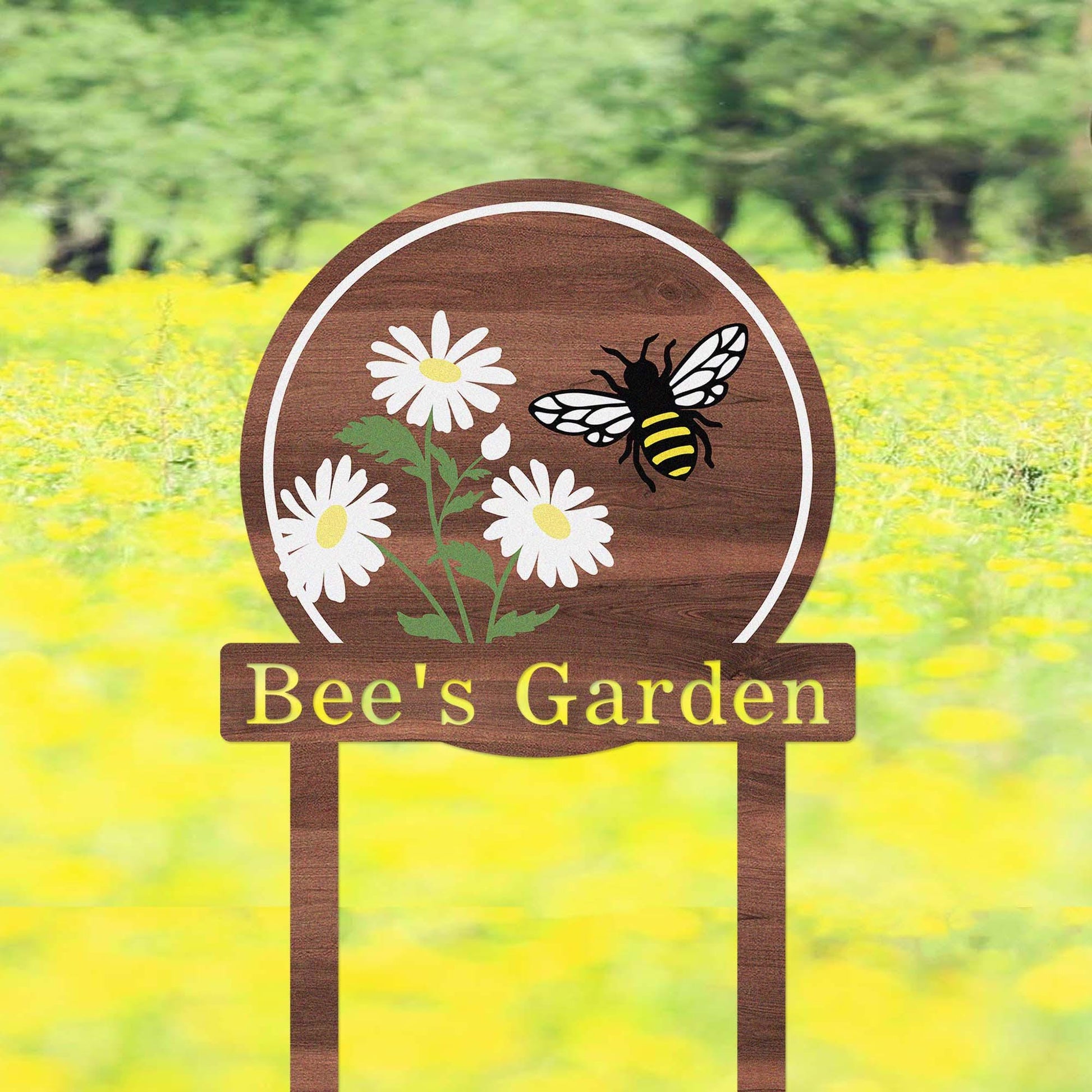 Custom Bee Garden Sign Stake, Metal Bee Flowers Garden Decor, Personalized Bee Gardener Name Stake, Honey Flower Beds Decor, Bee Keeper Gift