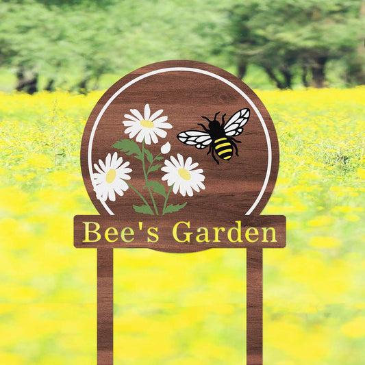 Custom Bee Garden Sign Stake, Metal Bee Flowers Garden Decor, Personalized Bee Gardener Name Stake, Honey Flower Beds Decor, Bee Keeper Gift