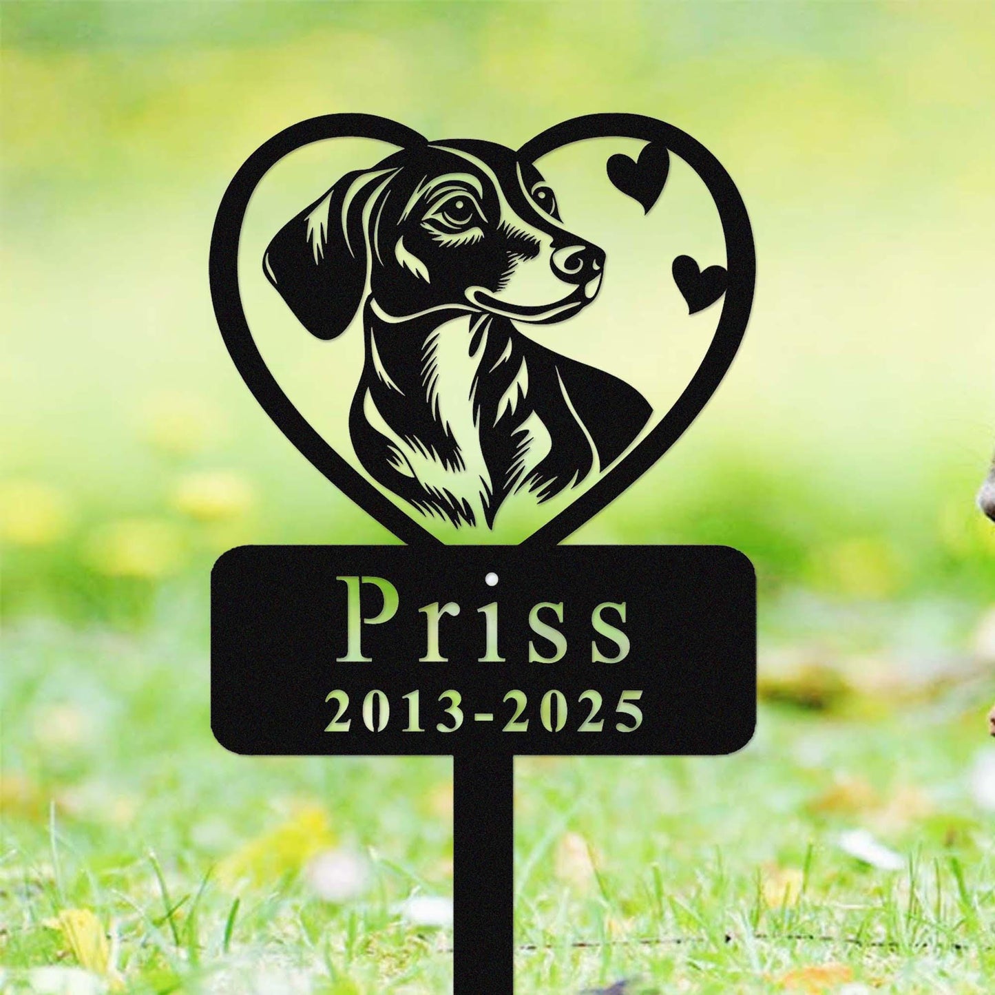 Custom Dachshund Dog Metal Memorial Stake, Personalized Dachshund Dog Grave Marker, Yard Stake, Dachshund Dog Garden Decor, Dog Mom Gift
