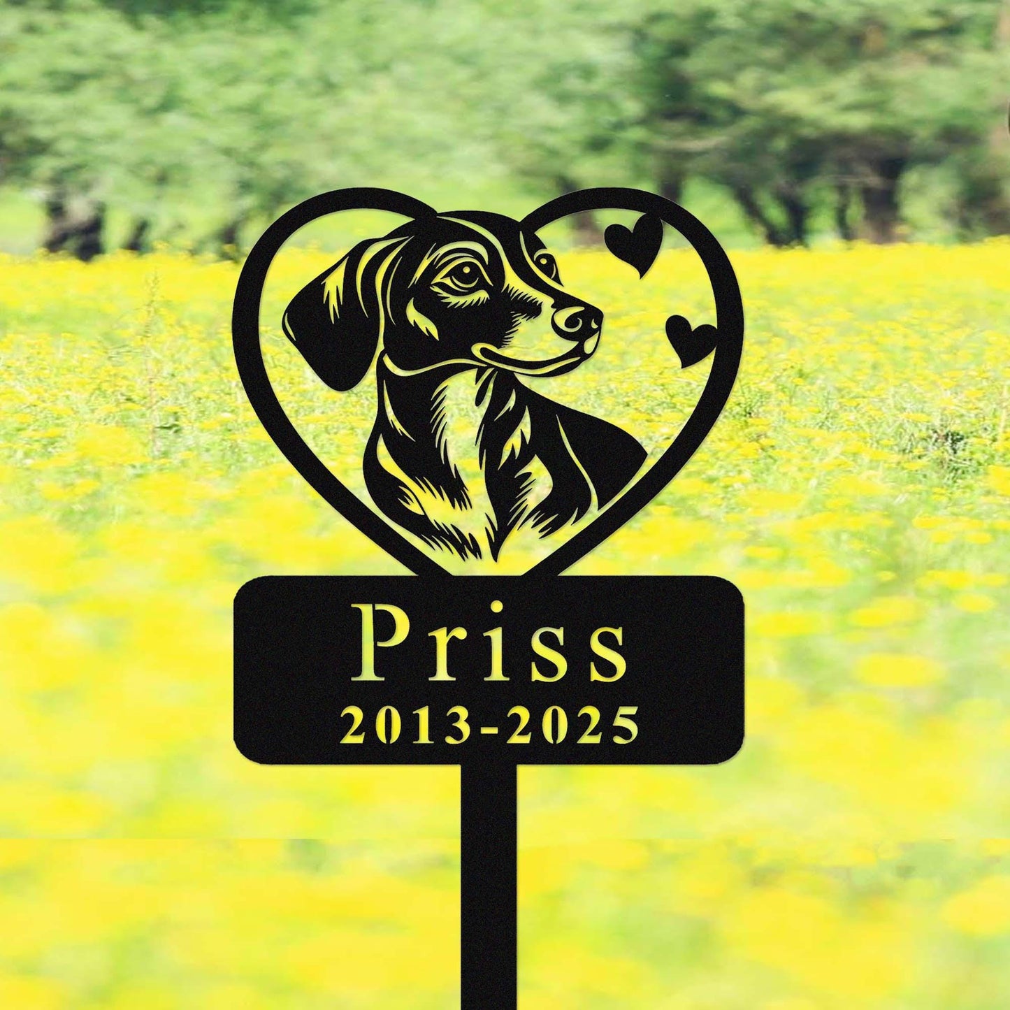 Custom Dachshund Dog Metal Memorial Stake, Personalized Dachshund Dog Grave Marker, Yard Stake, Dachshund Dog Garden Decor, Dog Mom Gift
