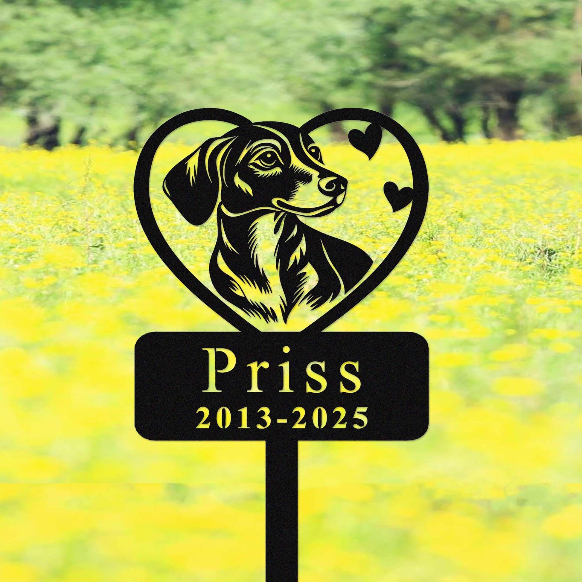 Custom Dachshund Dog Metal Memorial Stake, Personalized Dachshund Dog Grave Marker, Yard Stake, Dachshund Dog Garden Decor, Dog Mom Gift
