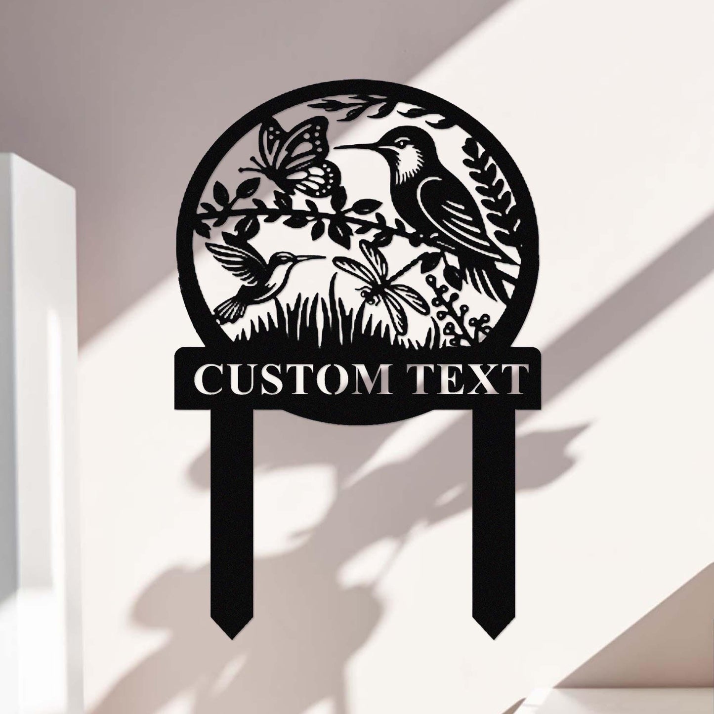 Custom Hummingbird Garden Sign, Metal Hummingbird Garden Stake, Personalized Gardener Name Stake, Flower Beds Decor, Hummingbird Sign Decor
